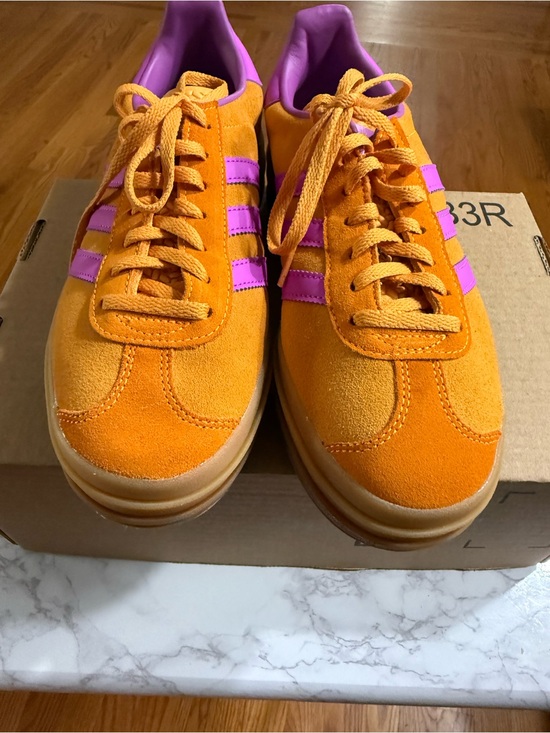 adidas Shoes - Women’s  Orange Suede Sneakers with Pink Accents